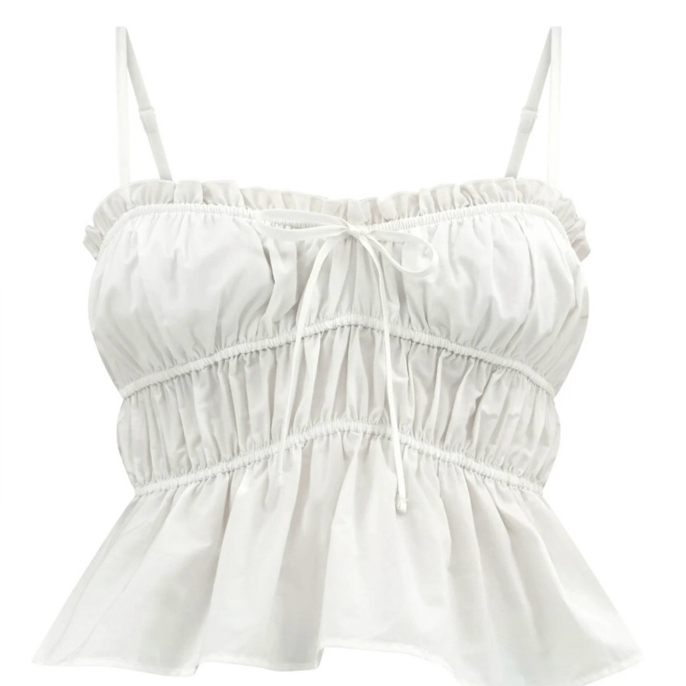 No Boundaries Women’s White Cotton Peplum Cami